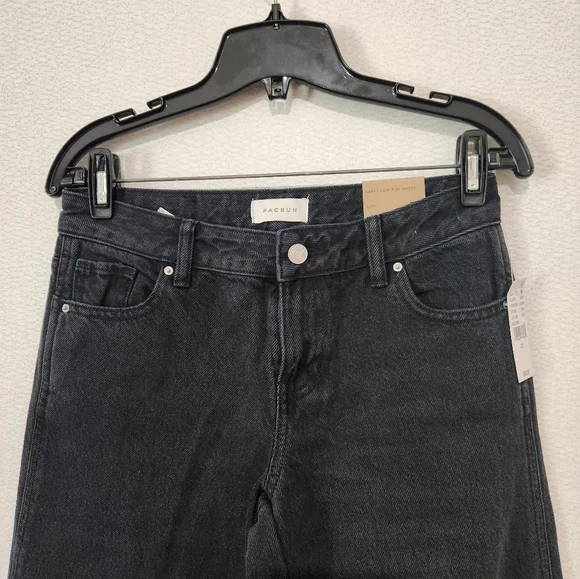 PacSun Casey Lowrise Baggy Wide Leg Jeans Black 25 - Picture 2 of 8